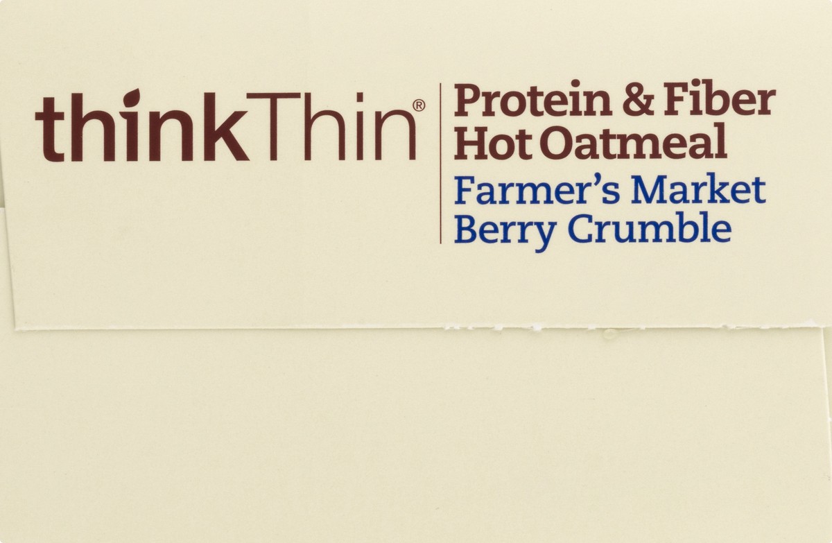 slide 3 of 13, thinkThin Protein & Fiber Farmer's Market Berry Crumble Hot Oatmeal 6 ea, 6 ct