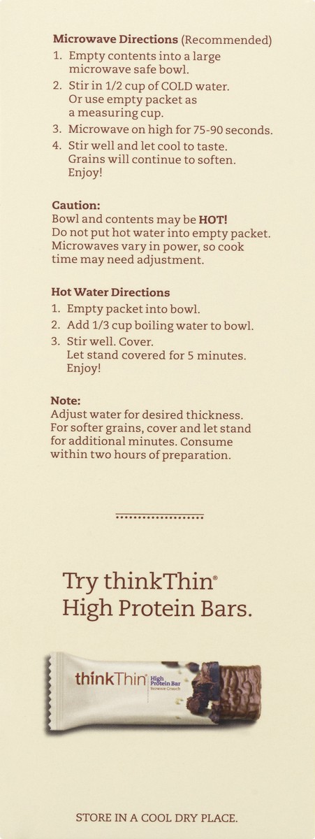 slide 6 of 13, thinkThin Protein & Fiber Farmer's Market Berry Crumble Hot Oatmeal 6 ea, 6 ct