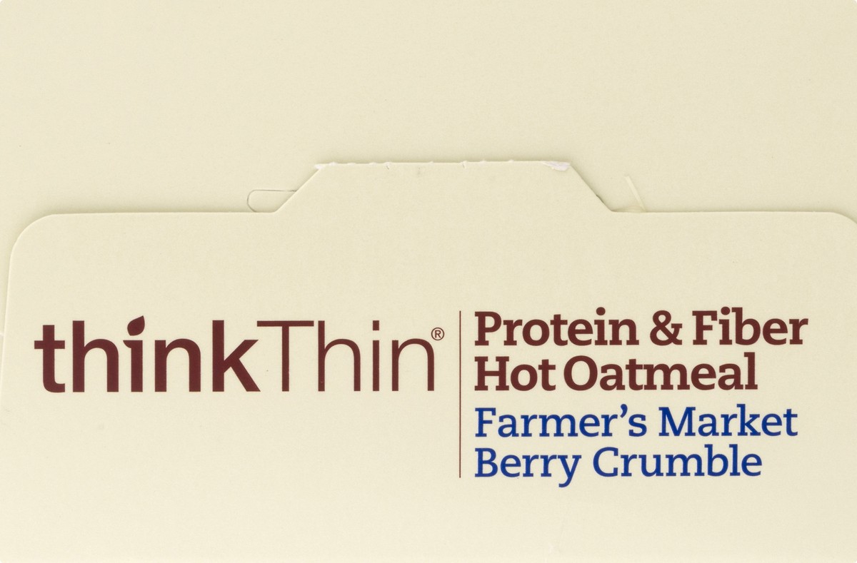 slide 12 of 13, thinkThin Protein & Fiber Farmer's Market Berry Crumble Hot Oatmeal 6 ea, 6 ct