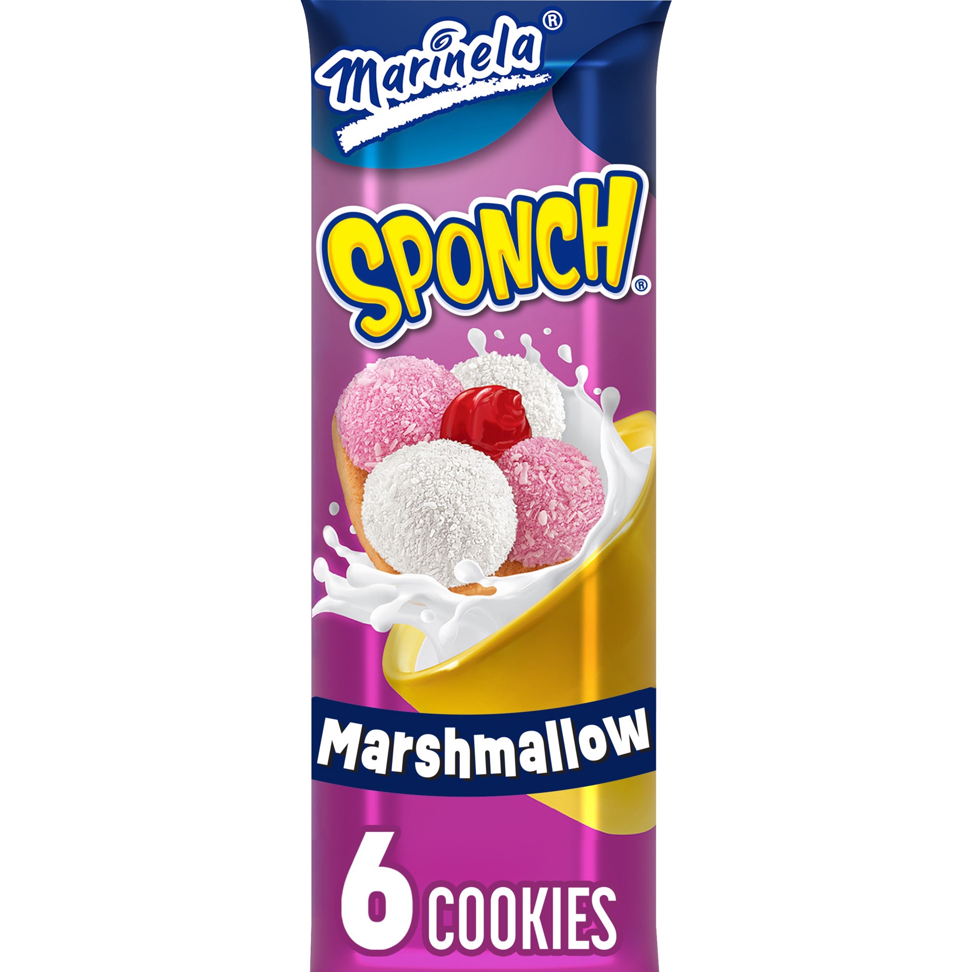 slide 1 of 5, Marinela Sponch Coconut and Strawberry Marshmallow Cookies, 6 count, Cookies, 3.17 oz Bag, 6 ct