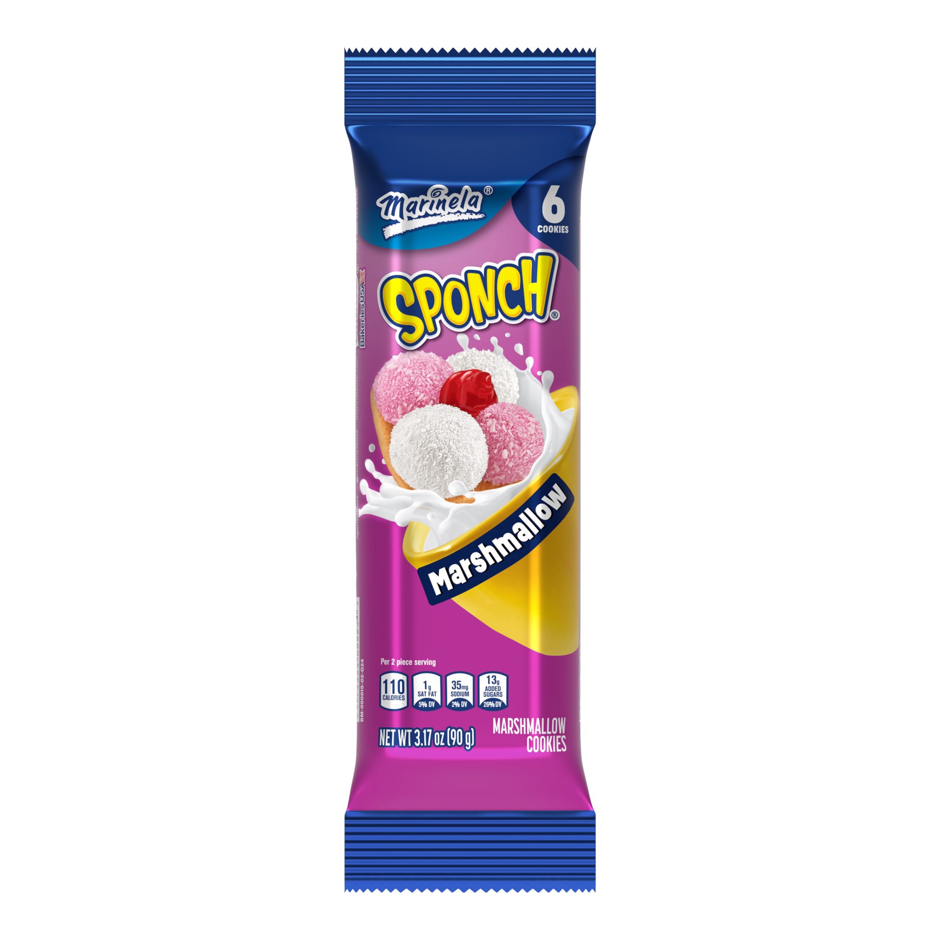 slide 1 of 5, Marinela Sponch Coconut and Strawberry Marshmallow Cookies, 6 count, Cookies, 3.17 oz Bag, 6 ct