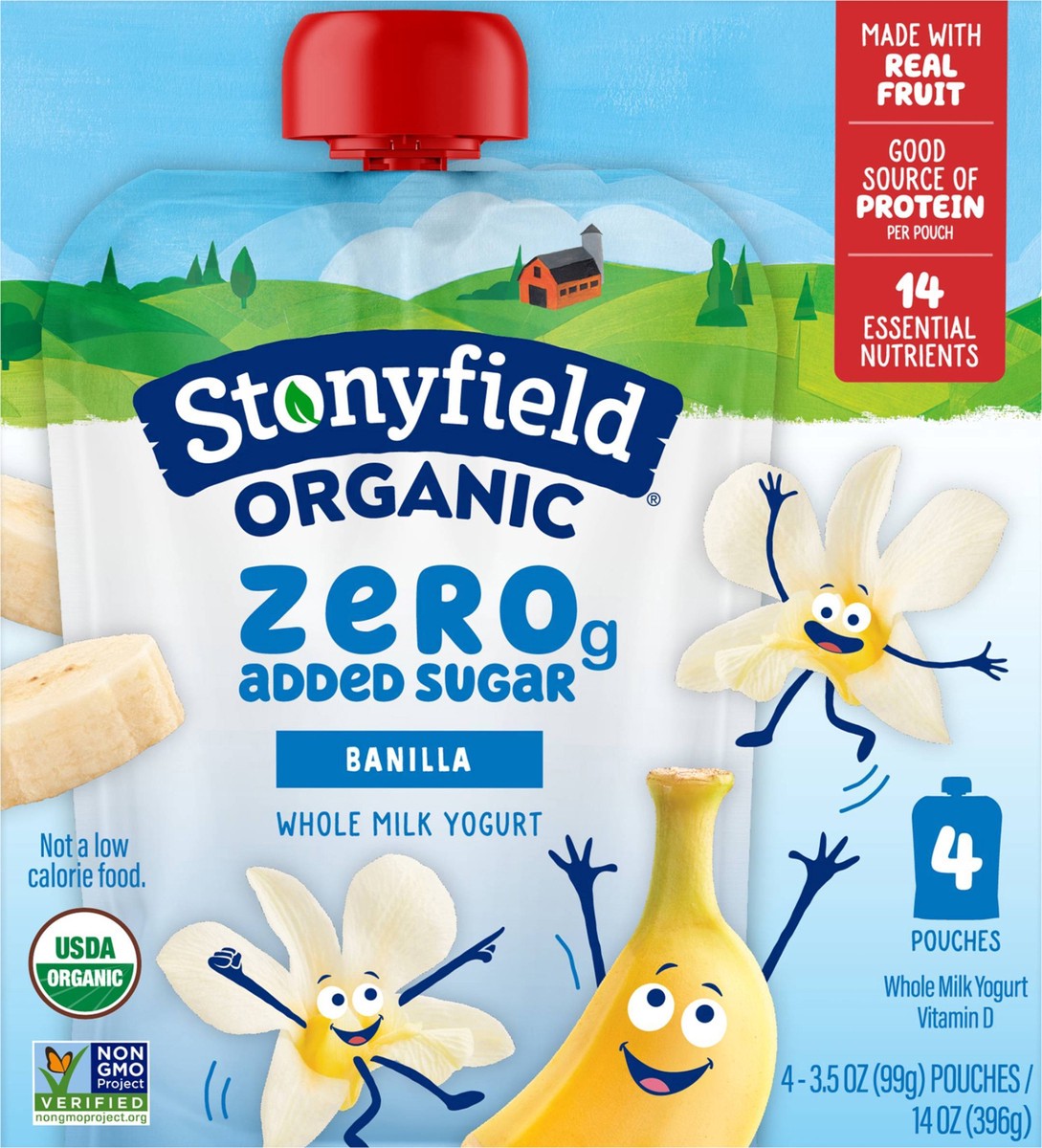 slide 8 of 11, Stonyfield Yogurt, Organic, Zero Added Sugar, Whole Milk, Banilla, 4 ct