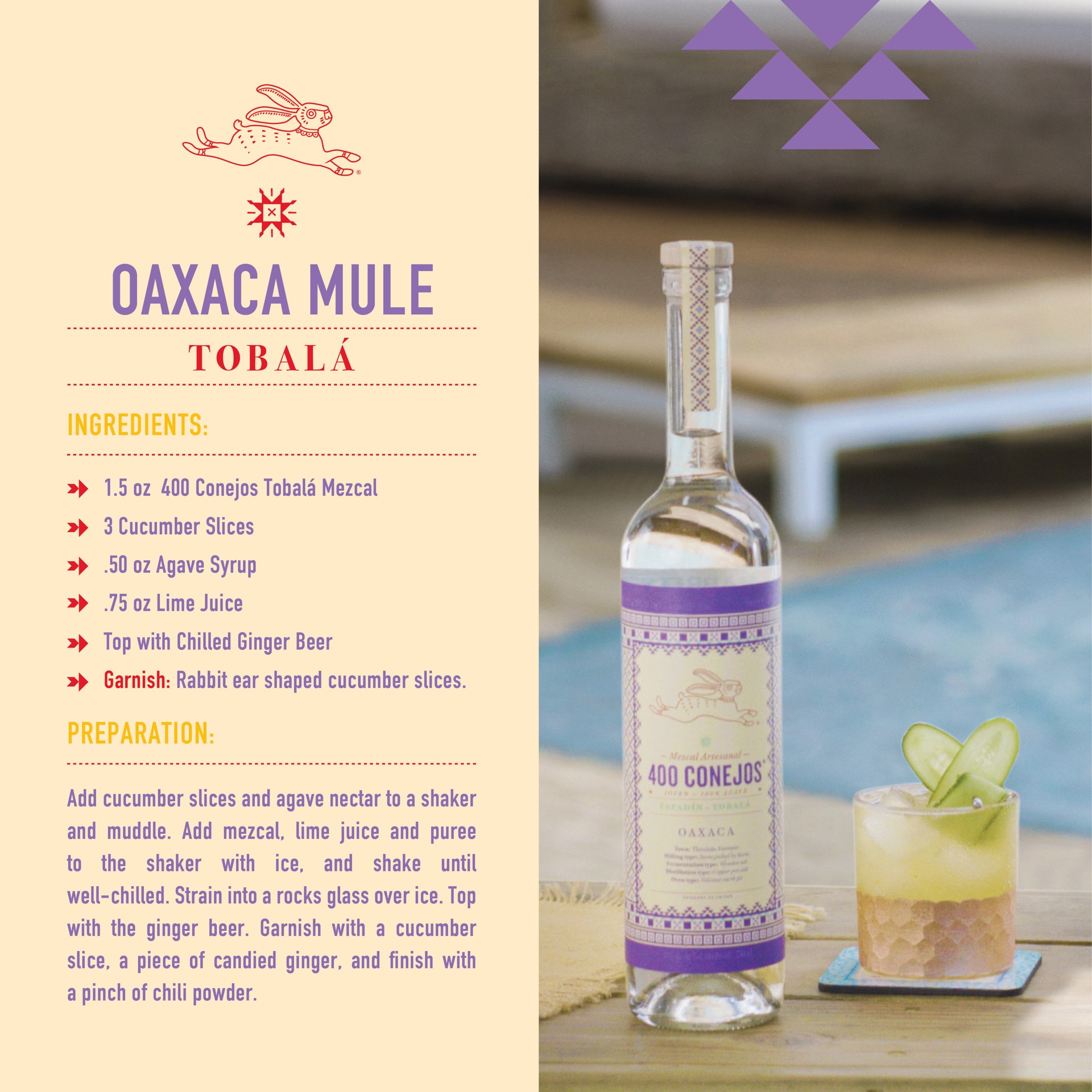 slide 8 of 10, 400 Conejos Tobala Mezcal Joven 80 Proof (750 ml), 750 ml