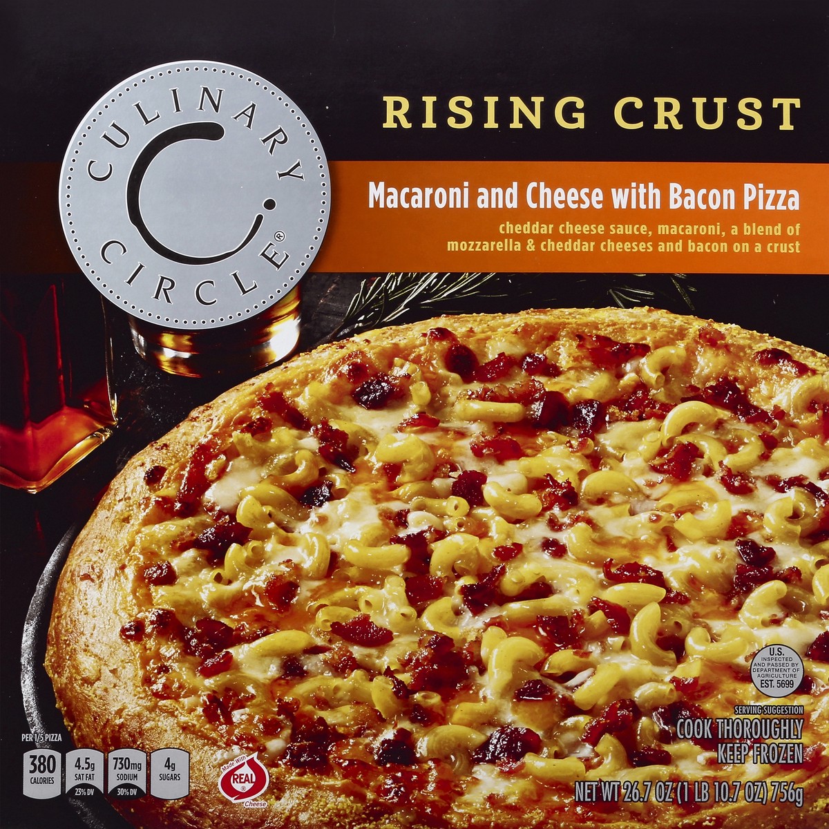 slide 5 of 6, Culinary Circle Bacon Macaroni and Cheese Pizza, 26.7 oz