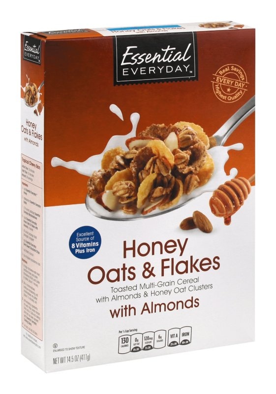 slide 1 of 1, Essential Everyday Honey And Oat Clusters W/almonds, 14.5 oz