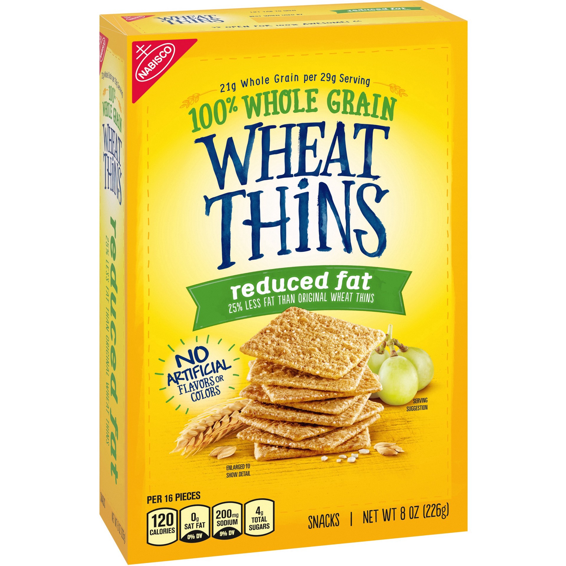 slide 6 of 28, Wheat Thins Reduced Fat Whole Grain Wheat Crackers, 8.5 oz, 0.63 lb