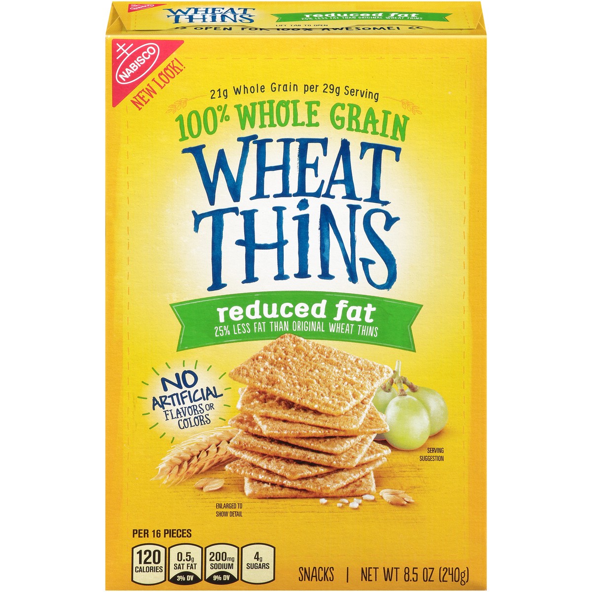 slide 1 of 28, Wheat Thins Reduced Fat Whole Grain Wheat Crackers, 8.5 oz, 0.63 lb
