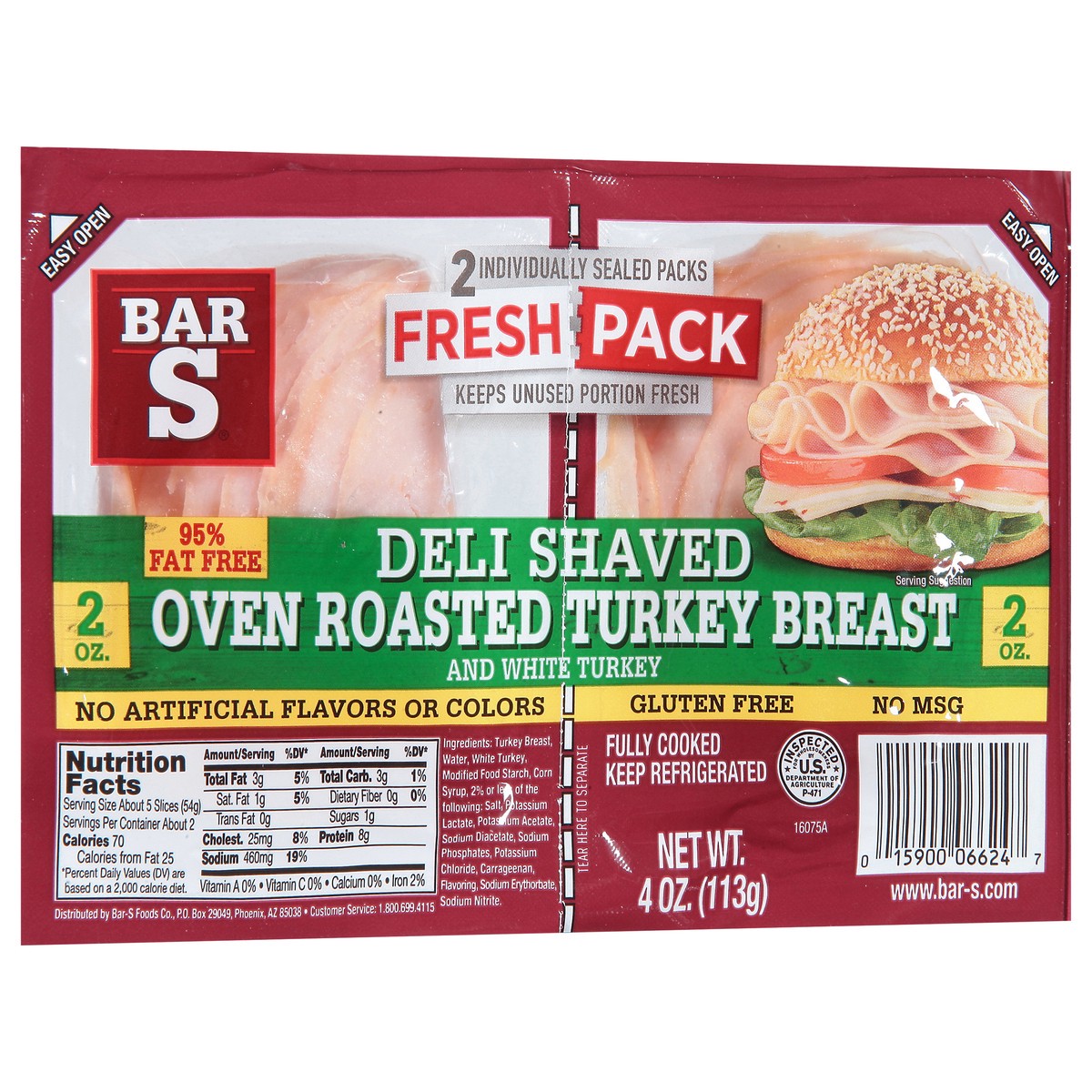 slide 3 of 11, Bar-S Deli Shaved Oven Roasted Turkey Breast Single Serve, 4 oz, 4 oz