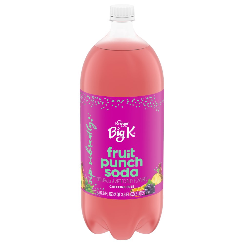 slide 1 of 4, Big K Fruit Punch Soda, 2 liter