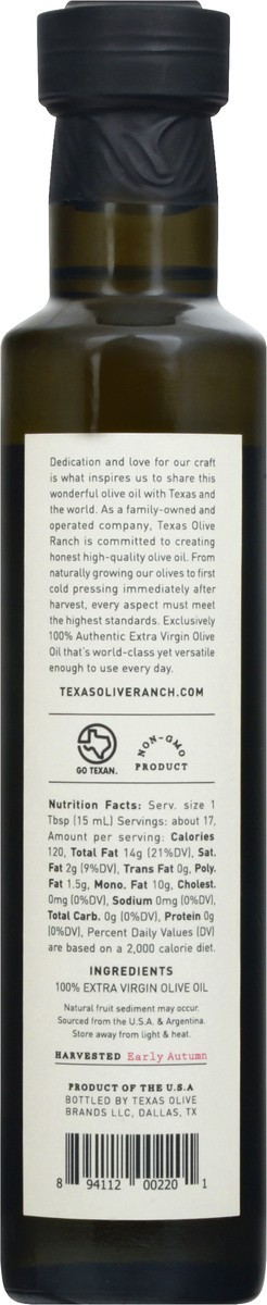 slide 6 of 13, Texas Olive Ranch Extra Virgin Olive Oil 8.5 oz, 8.5 oz