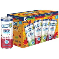 SunnyD Vodka Seltzer Fall LTO Variety Pack, 8 pack of 12 oz slim cans