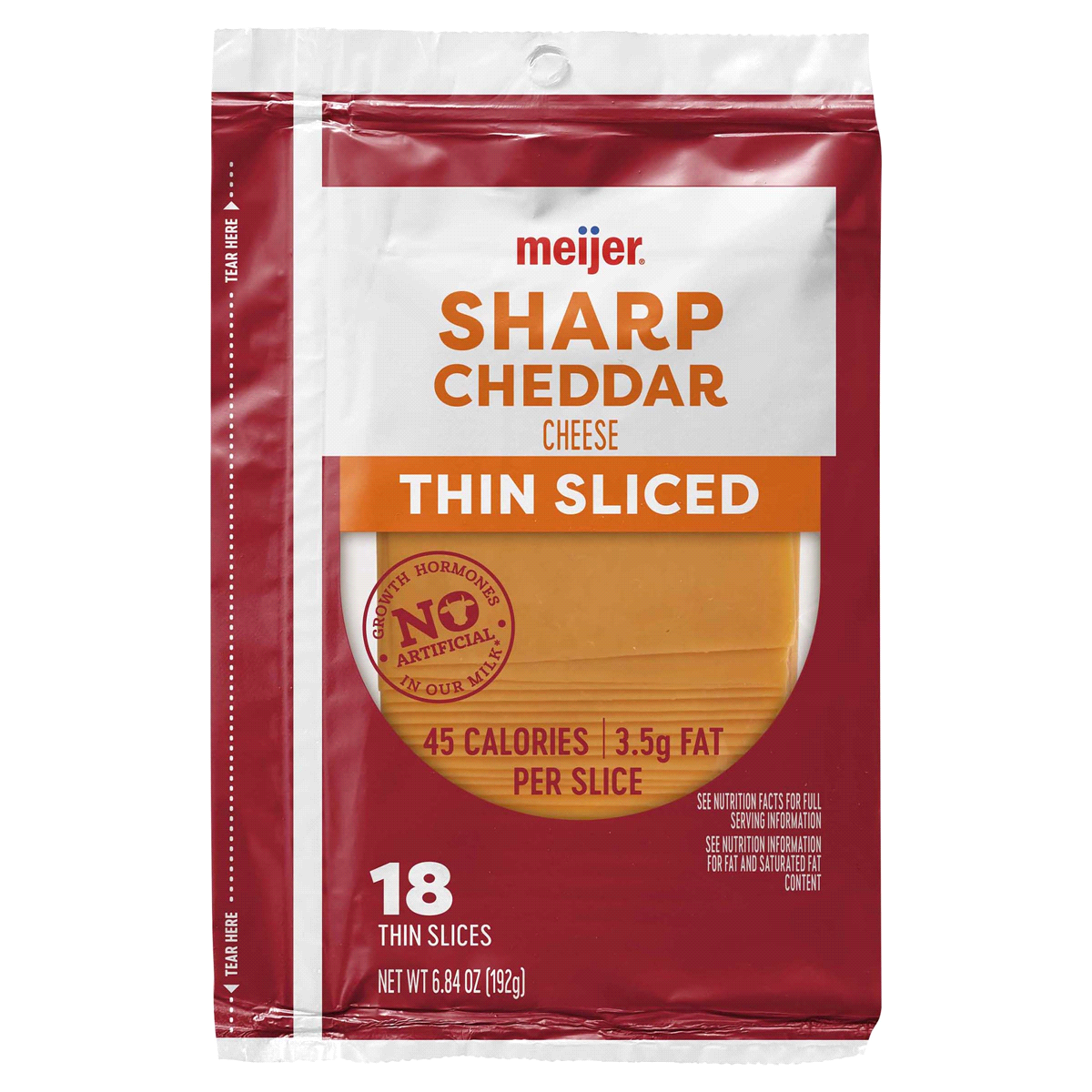 slide 1 of 5, Meijer Thin Cut Sliced Sharp Cheddar Cheese, 6.8 oz