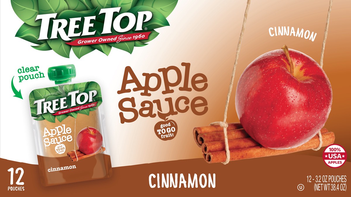 slide 3 of 12, Tree Top Cinnamon Apple Sauce 12 - 3.2 oz Pouches, 12 ct