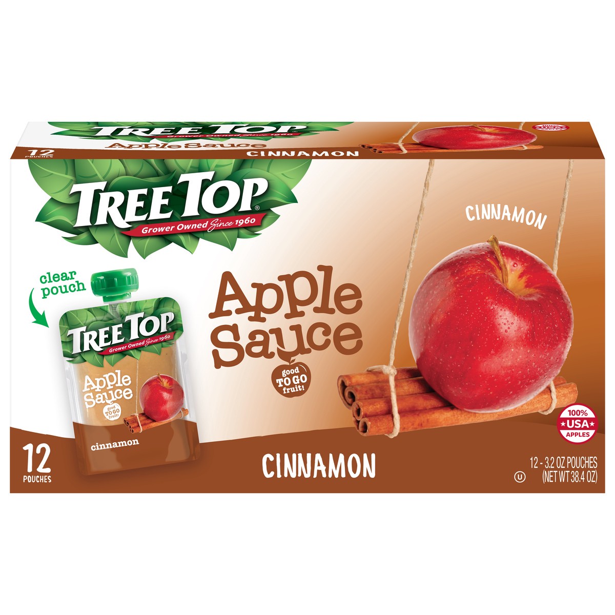 slide 1 of 12, Tree Top Cinnamon Apple Sauce 12 - 3.2 oz Pouches, 12 ct