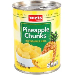 Weis Quality Pineapple Chunks in Pineapple Juice Canned Pineapple