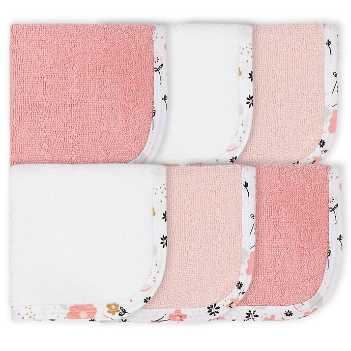 slide 1 of 4, Gerber Woven Washcloths - Pink/White, 6 ct