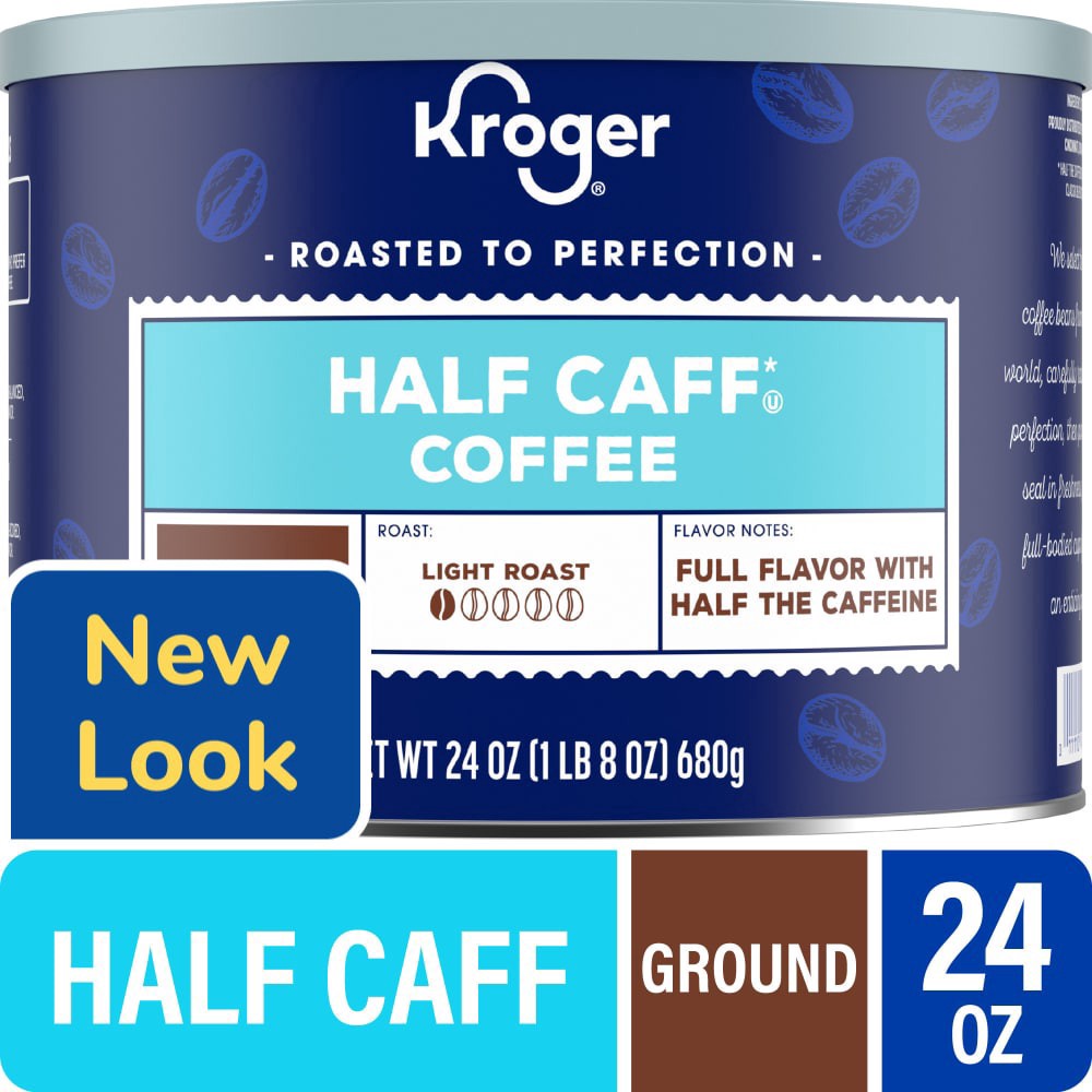 slide 4 of 5, Kroger® Half Caffˆ Light Roast Ground Coffee, 24 oz