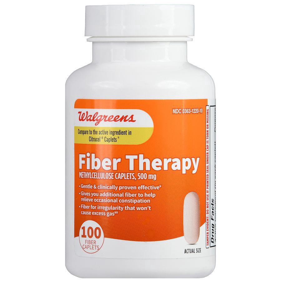 slide 4 of 5, Walgreens Fiber Therapy Caplets, 100 ct