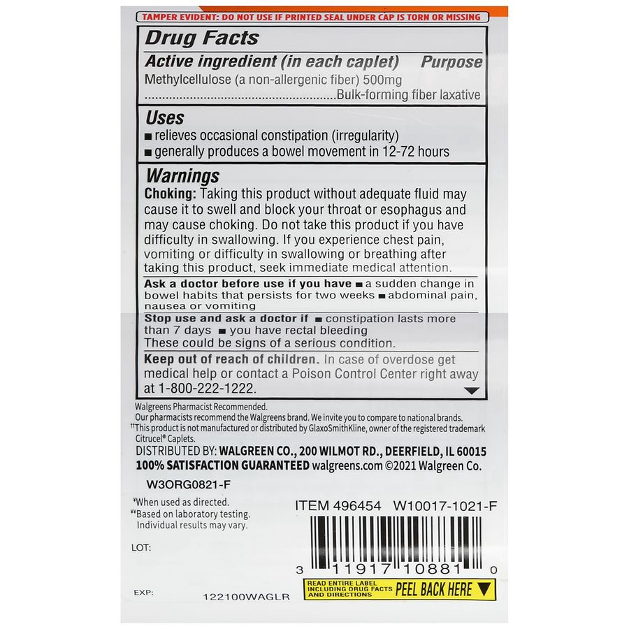 slide 3 of 5, Walgreens Fiber Therapy Caplets, 100 ct