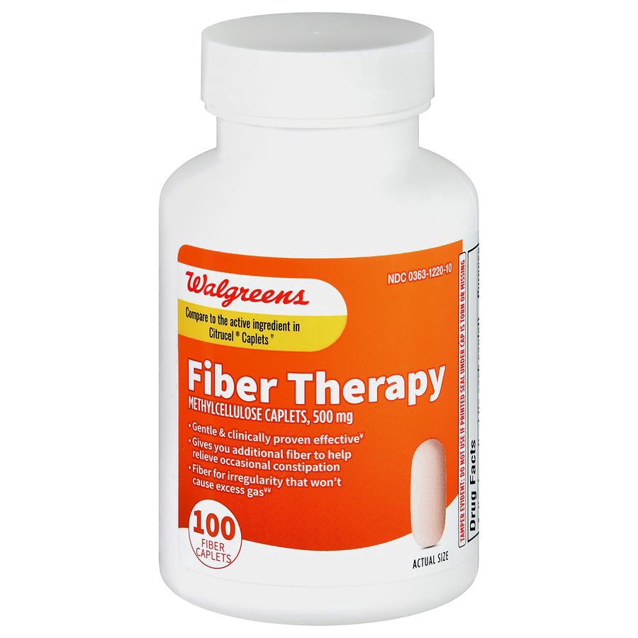 slide 1 of 5, Walgreens Fiber Therapy Caplets, 100 ct