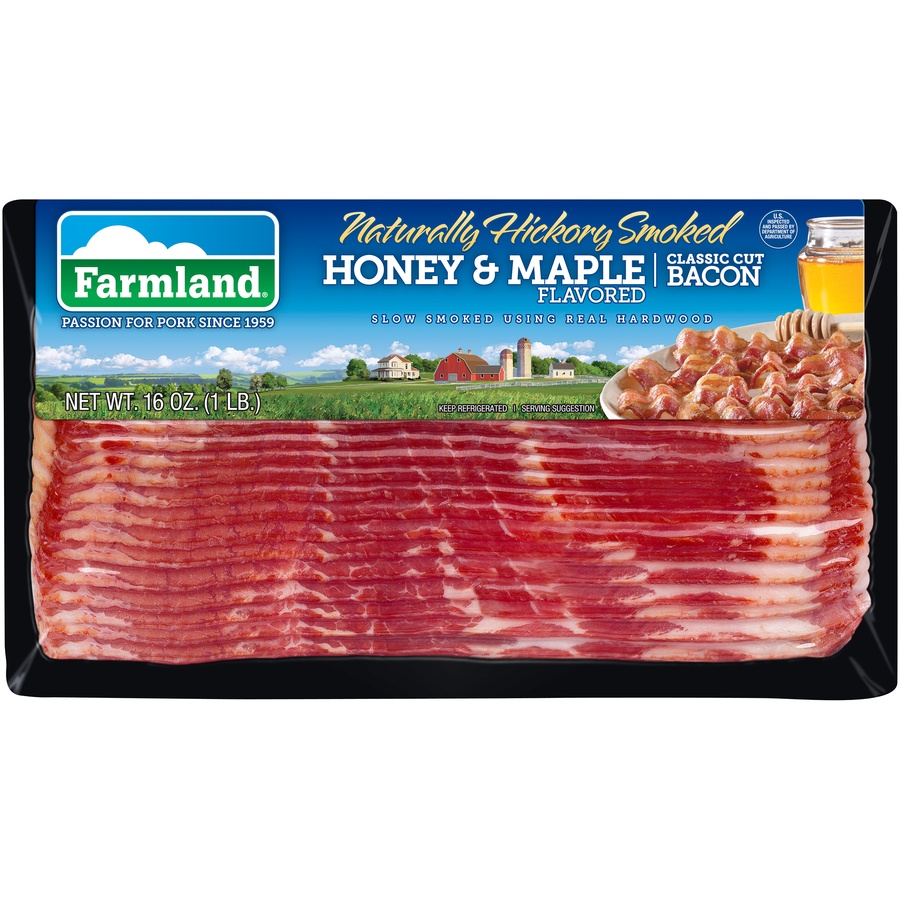 slide 1 of 1, Farmland Naturally Hickory Smoked Honey & Maple Flavored Classic Cut Bacon Age, 16 oz