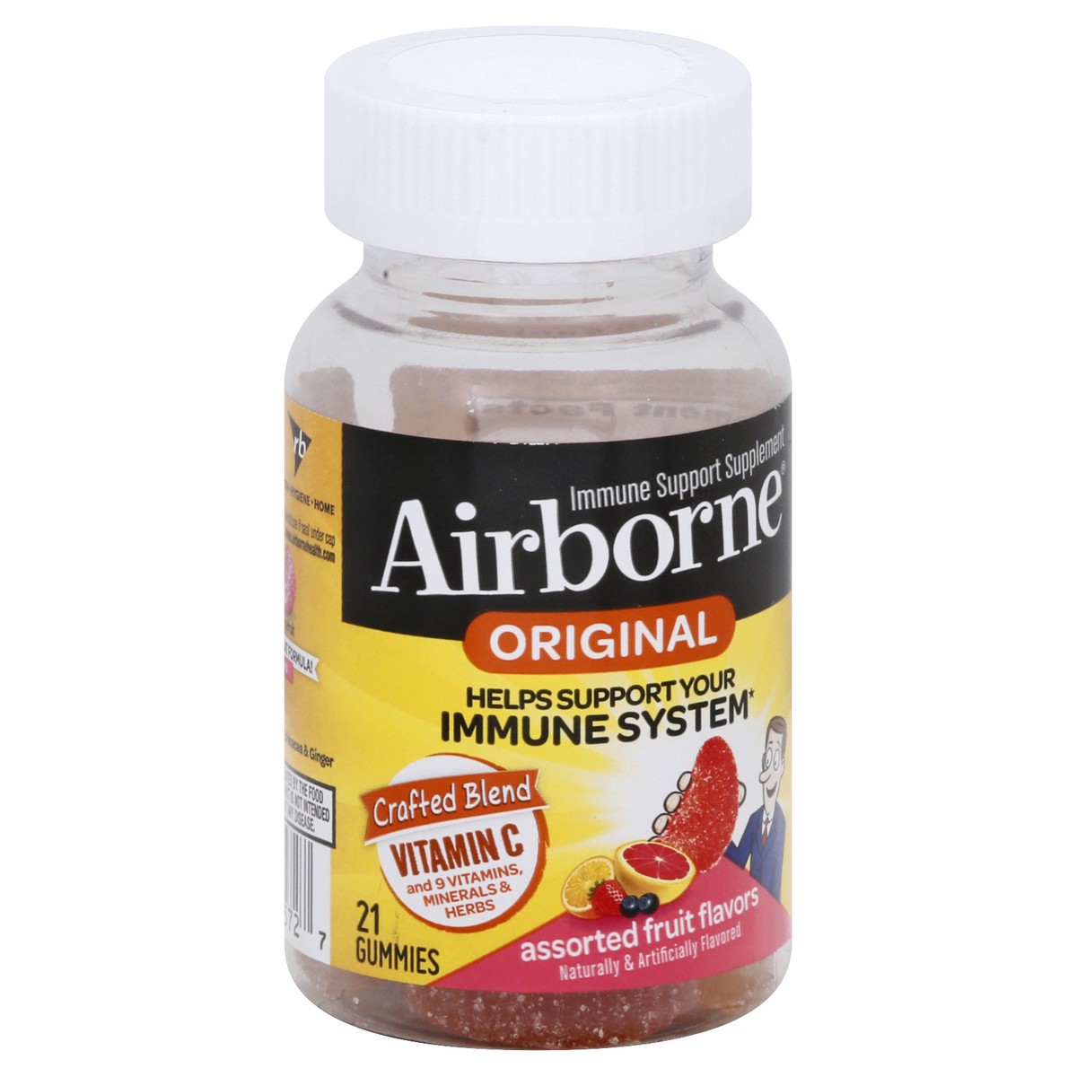 slide 2 of 9, Airborne Gummies Immune Support Supplement, Assorted Fruit Flavors, 21 ct