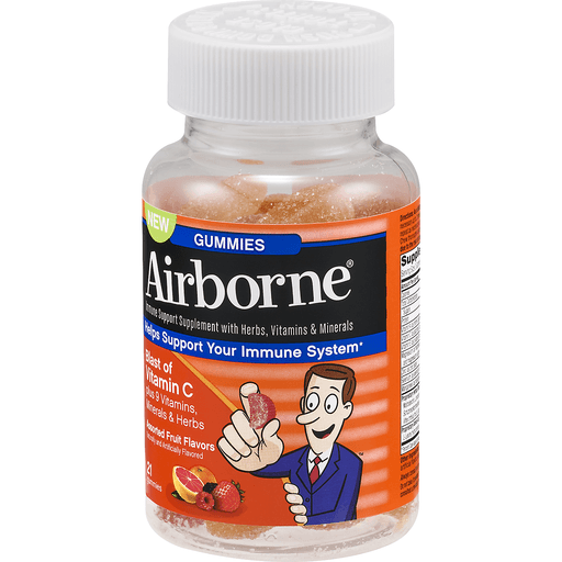slide 3 of 8, Airborne Gummies Immune Support Supplement, Assorted Fruit Flavors, 21 ct