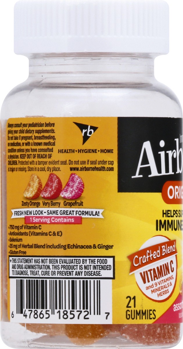 slide 7 of 9, Airborne Gummies Immune Support Supplement, Assorted Fruit Flavors, 21 ct