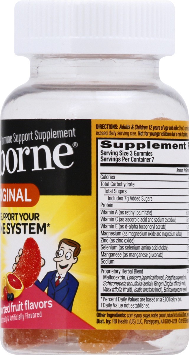 slide 8 of 9, Airborne Gummies Immune Support Supplement, Assorted Fruit Flavors, 21 ct