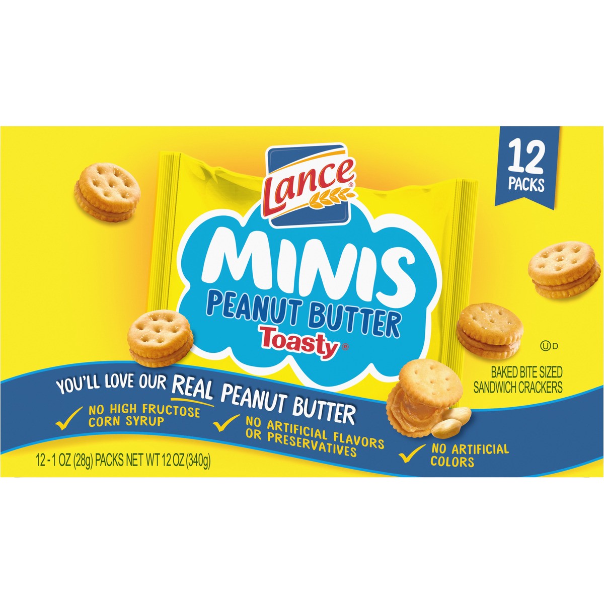slide 2 of 9, Lance Toasty Peanut Butter Mini Sandwich Crackers, 12.000 oz