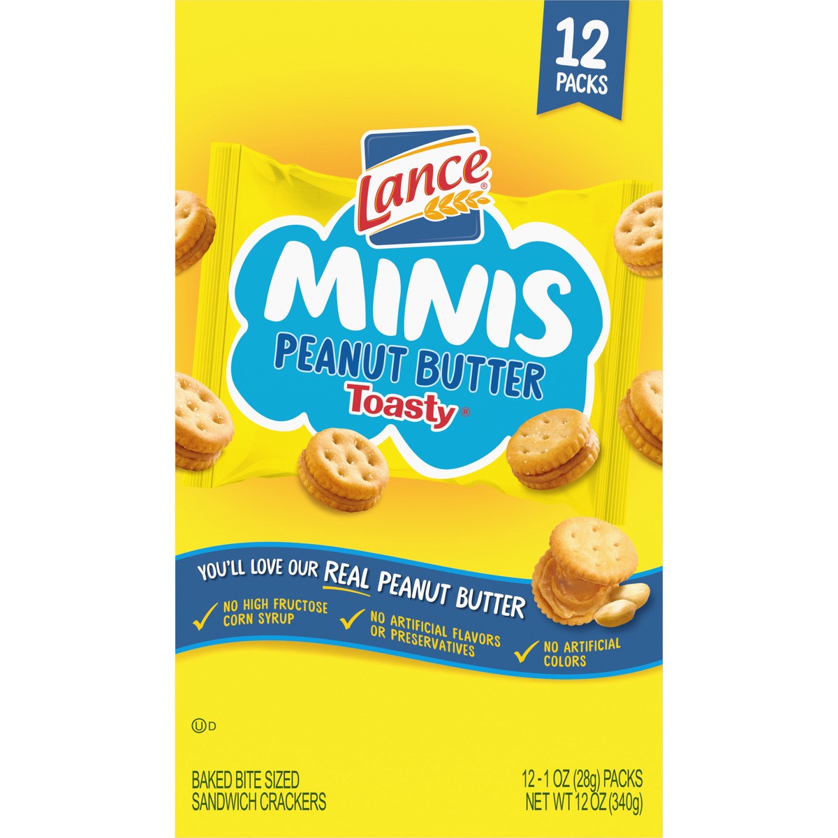 slide 9 of 9, Lance Toasty Peanut Butter Mini Sandwich Crackers, 12.000 oz
