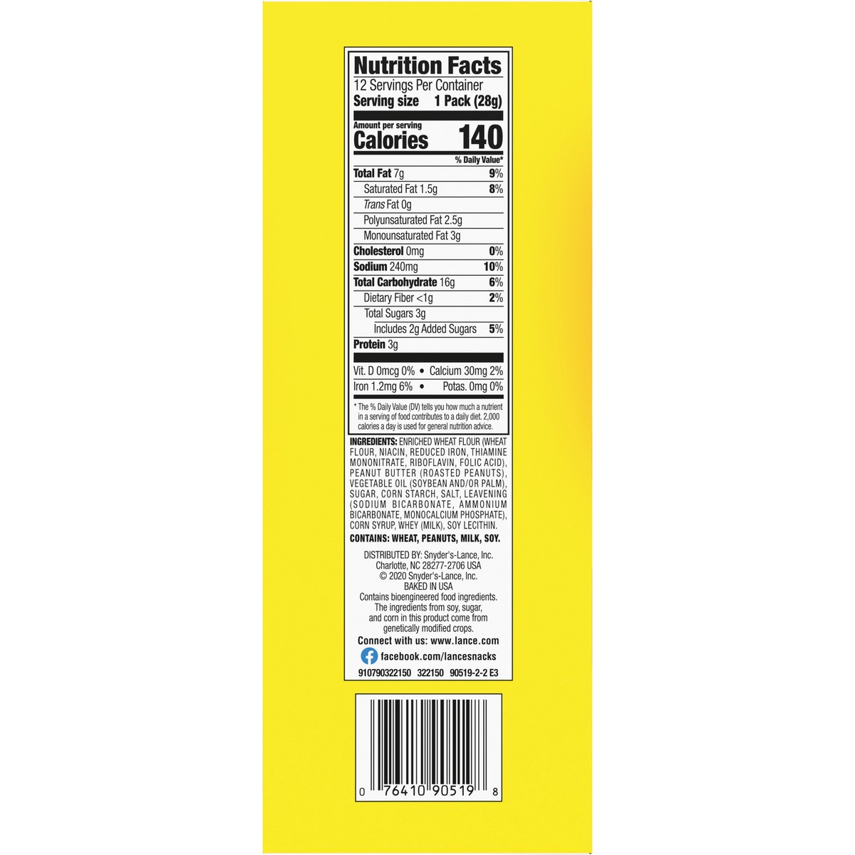 slide 3 of 9, Lance Toasty Peanut Butter Mini Sandwich Crackers, 12.000 oz