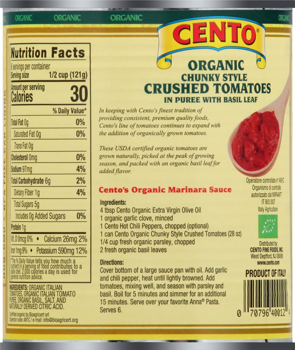 slide 7 of 11, Cento Organic Crushed Tomato - 28 Oz, 28 oz