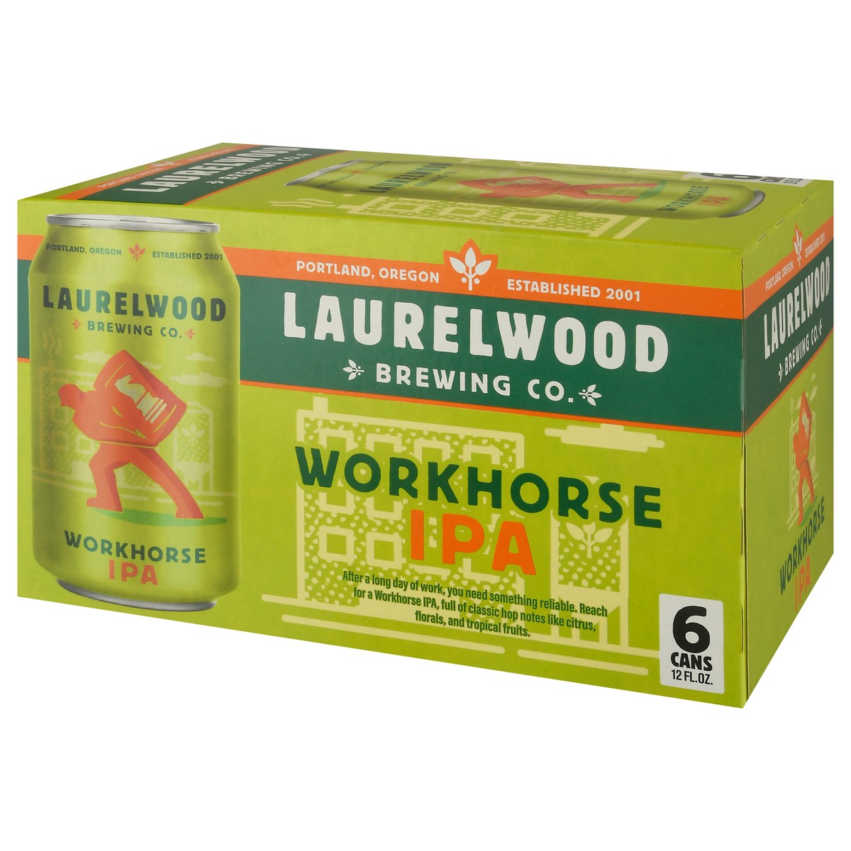 slide 4 of 12, Laurelwood Brewing Co. Workhorse IPA Beer 6 - 12 fl oz Cans, 6 ct