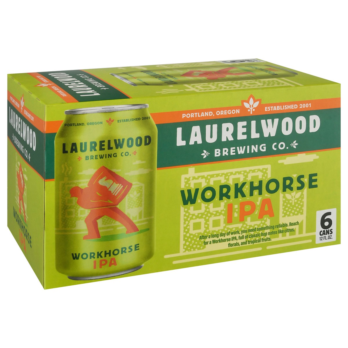 slide 8 of 12, Laurelwood Brewing Co. Workhorse IPA Beer 6 - 12 fl oz Cans, 6 ct