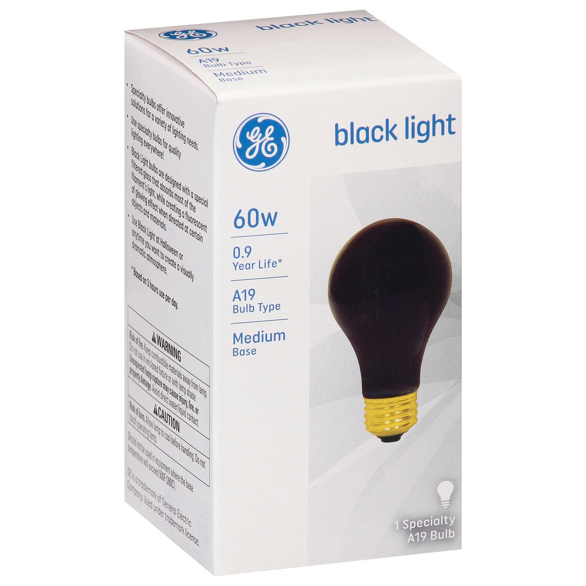 slide 1 of 11, GE 60 Watt A19 Black Light Bulb, 1 ct