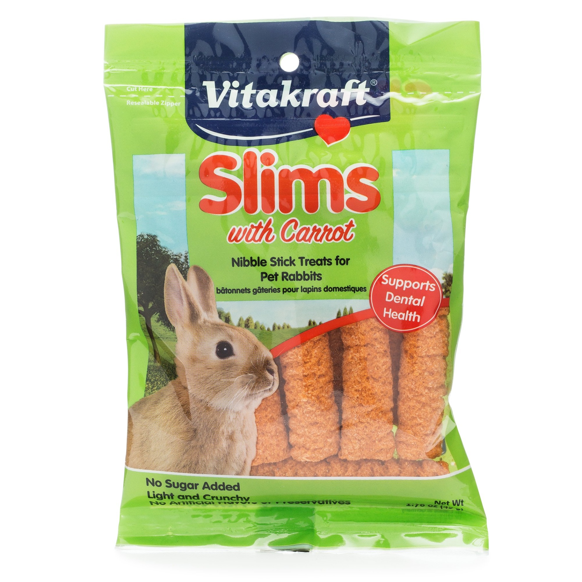 slide 1 of 1, Vitakraft Slims Carrot Rabbit Treats, 1.76 oz