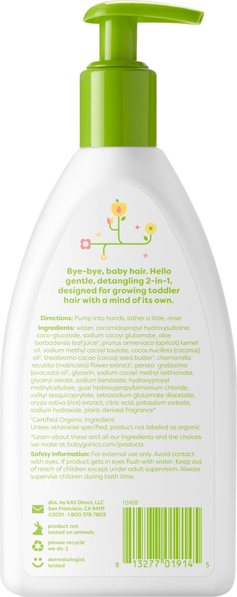 slide 3 of 3, Tots Babyganics Apricot Chamomile 2-in-1 Shampoo & Conditioner, 11 fl oz