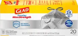Glad ForceFlex Max Strength OdorShield Tall Kitchen Drawstring Trash Bags, 13 Gallon, 20 Count