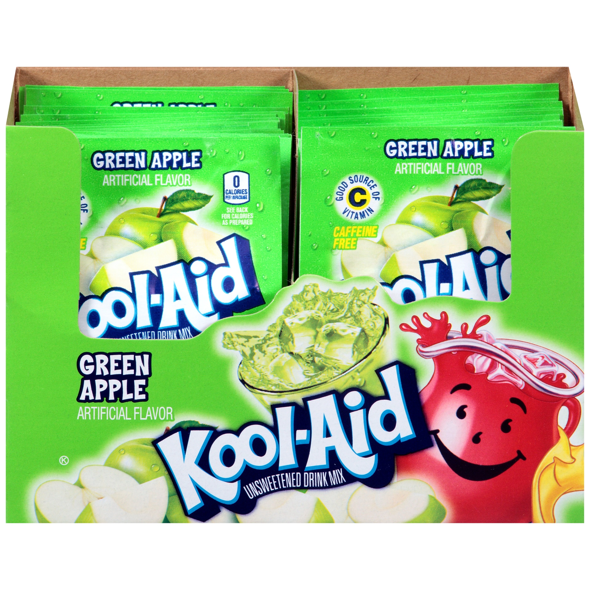 slide 1 of 6, Kool-Aid Unsweetened Green Apple Artificially Flavored Powdered Soft Drink Mix, 0.22 oz