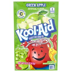 Kool-Aid Unsweetened Drink Mix, 1 Packet, for Flavorful Hydration and Shareable Refreshment, Green Apple, Good Source of Vitamin C, Caffeine Free, 0.22 oz