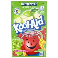 Kool-Aid Unsweetened Drink Mix, 1 Packet, for Flavorful Hydration and Shareable Refreshment, Green Apple, Good Source of Vitamin C, Caffeine Free, 0.22 oz