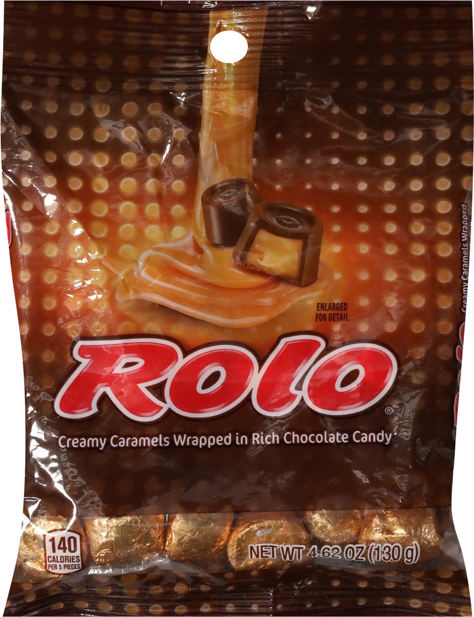 slide 6 of 9, Rolo Chewy Caramels In Milk Chocolate Miniatures (Bag), 4.62 oz