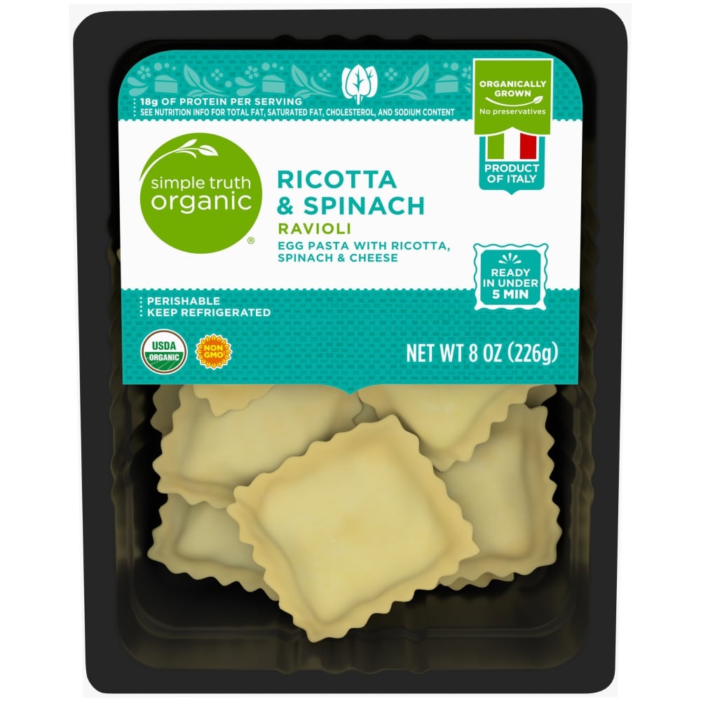 slide 1 of 1, Simple Truth Organic Ricotta & Spinach Ravioli, 8 oz