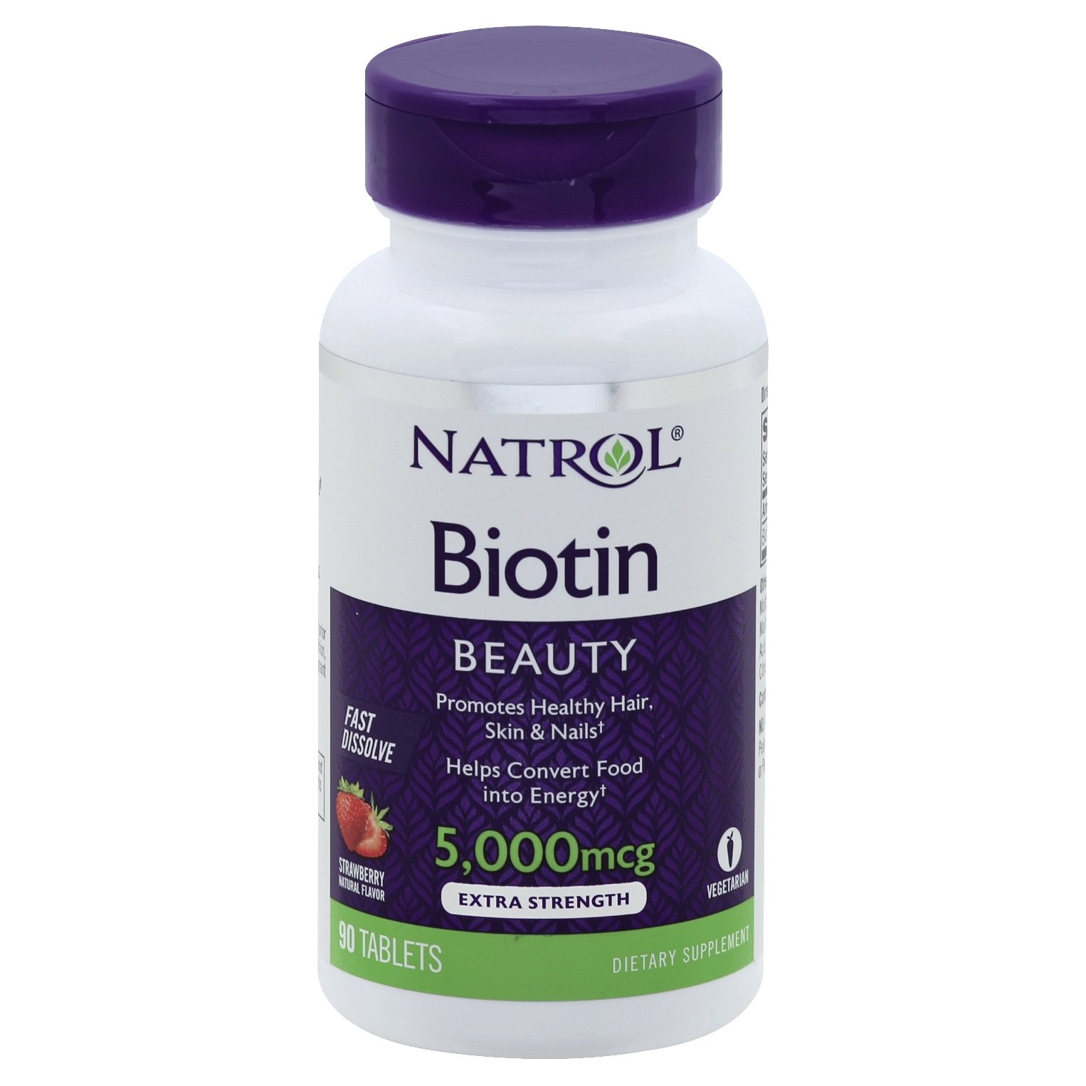 slide 1 of 1, Natrol Biotin Fast Dissolve Dietary Supplement Strawberry Flavor Tablets, 90 ct