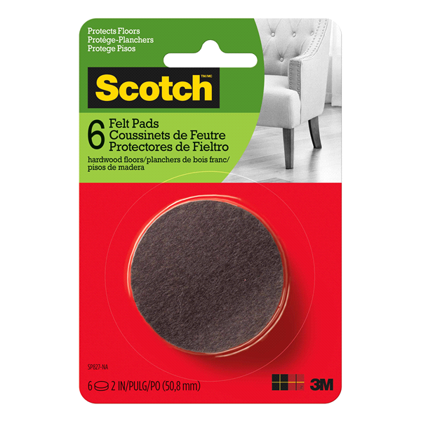 slide 1 of 5, Scotch Felt Pads Round Brown, 6 ct; 2 in