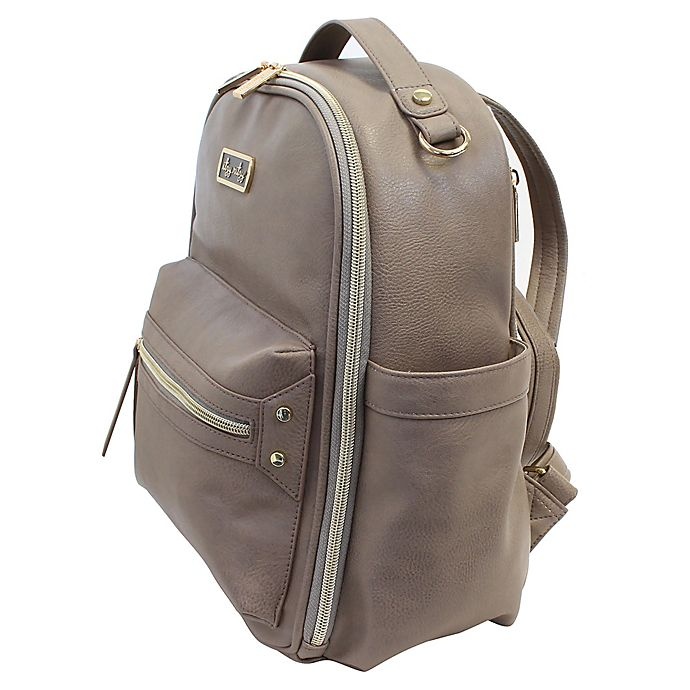 slide 2 of 6, Itzy Ritzy Mini Backpack Diaper Bag - Taupe, 1 ct