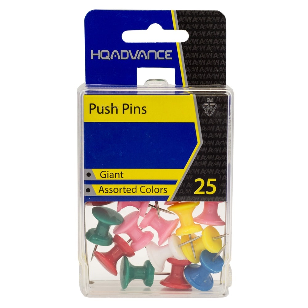 slide 1 of 1, HQ Advance Push Pins - 25 Count - Multi-Color, 25 ct