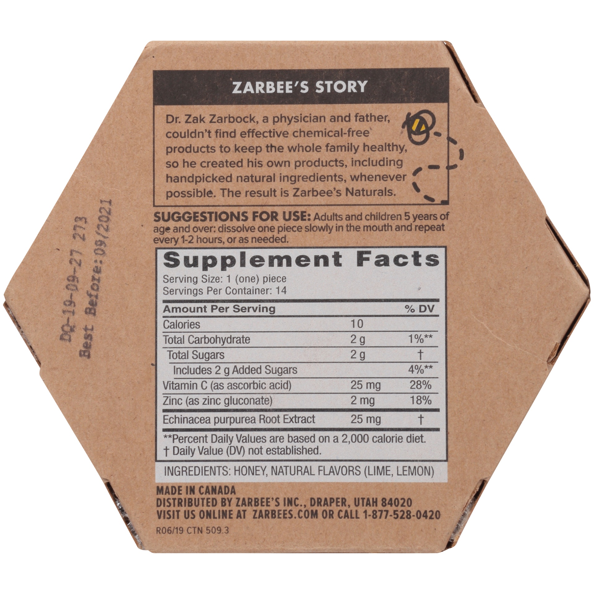 slide 6 of 6, Zarbee's Naturals 96% Honey Cough Soothers & Immune Support, Natural Citrus Flavor, 14 ct