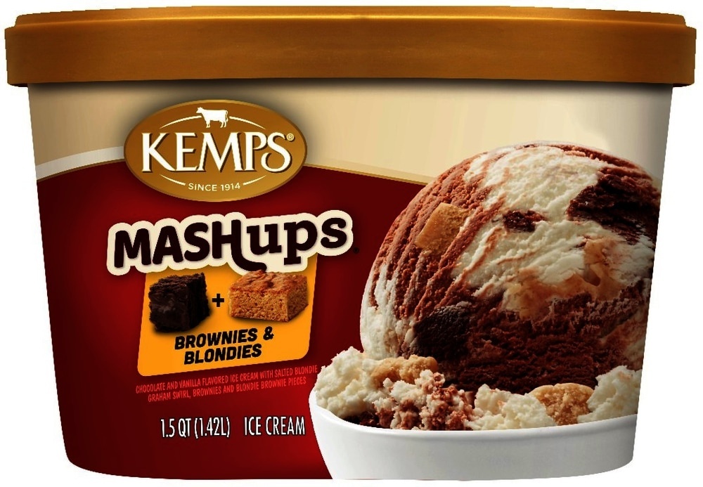 slide 1 of 1, Kemps Brownies & Blondies Ice Cream, 1.5 Quart,